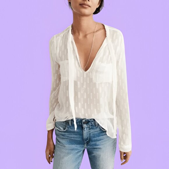 NWOT Abercrombie & Fitch Shine Blouse White Size S - Picture 1 of 9